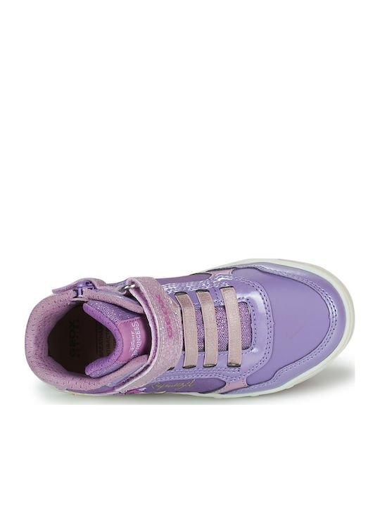 J SKYLIN Παιδικά Sneakers High Ανατομικά με Σκρατς & Φωτάκια Μωβ