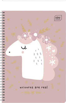 interDRUK Spiral Notebook Ruled A4 120 Sheets 4 Subjects Cute Girl 1pcs (Μiscellaneous Designs/Colors)