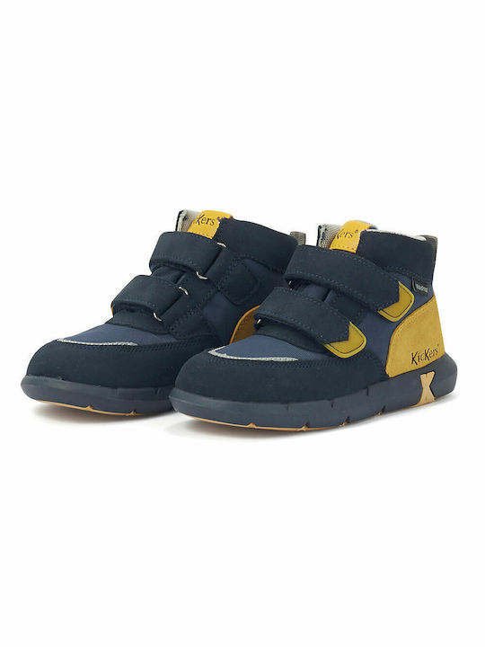 Junibo Παιδικά Sneakers High Ανατομικά με Σκρατς Navy Μπλε