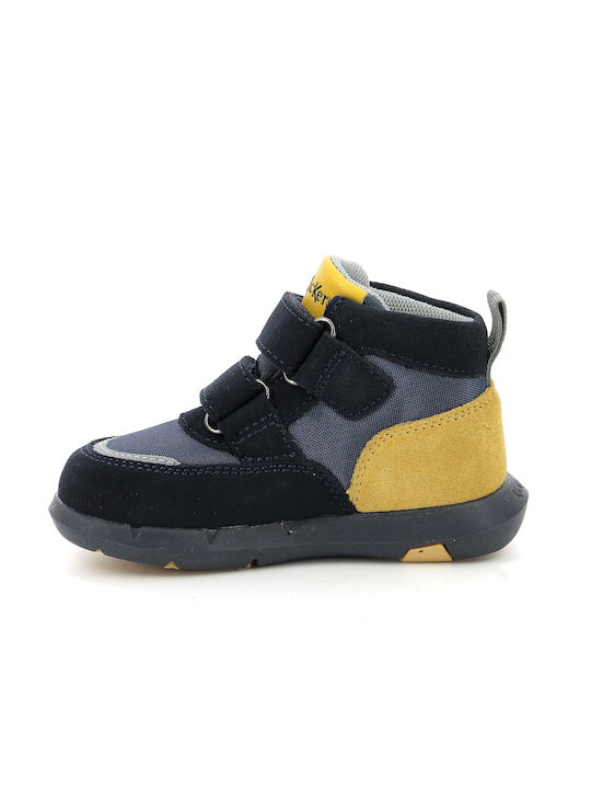 Junibo Παιδικά Sneakers High Ανατομικά με Σκρατς Navy Μπλε