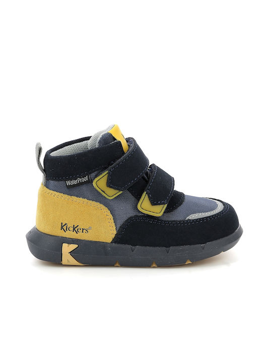 Junibo Παιδικά Sneakers High Ανατομικά με Σκρατς Navy Μπλε