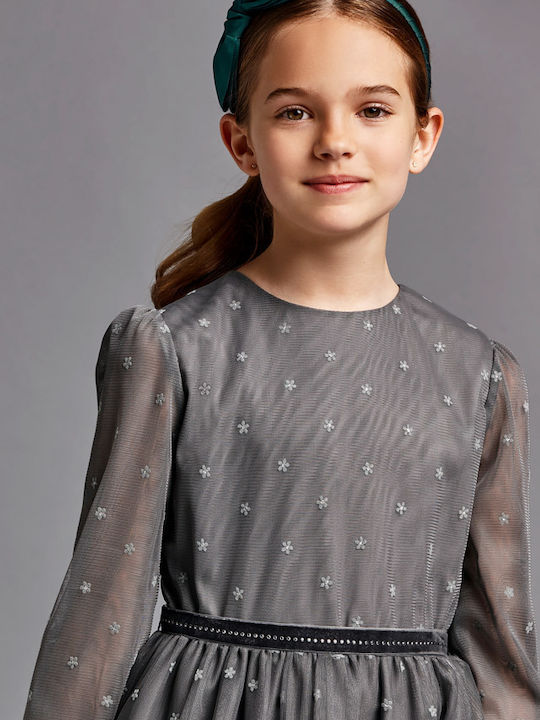 Kinderkleid Langärmelig Tüll Gray