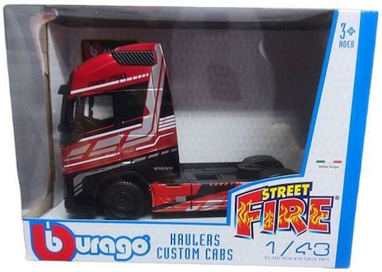 Bburago Street Fire Φορτηγό Haulers Volvo FH16 Globetrotter - Dark Red 1:43 για 3+ Ετών