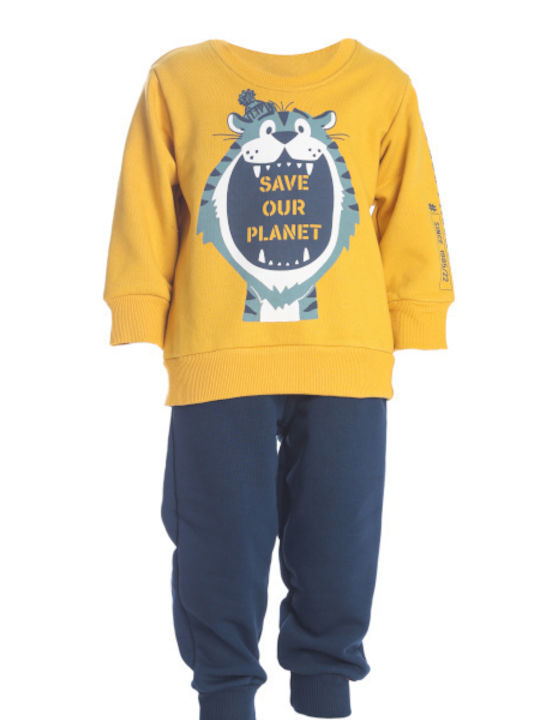 Joyce Kids Sweatpants Set Yellow 2pcs Save Our Planet