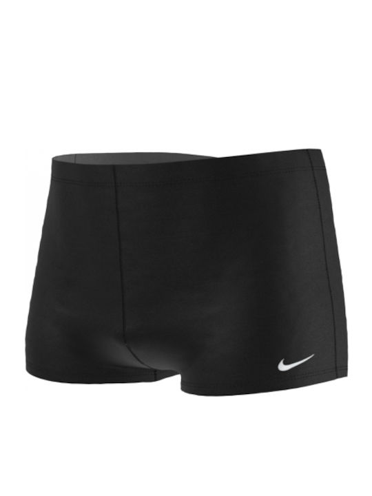 Solid Squareleg Swim Boxers Men's Swimwear Shorts Black