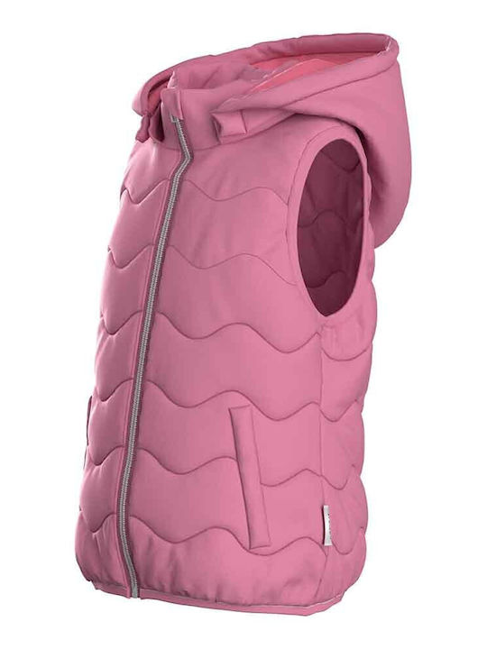 Kids' Quilted Jacket Sleeveless Short Pink