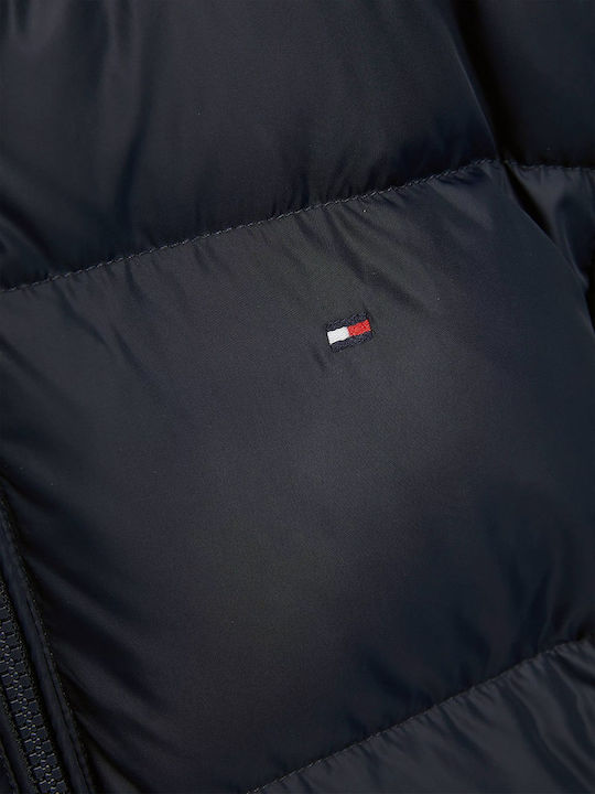 Kids' Quilted Jacket Short with Hood Blue Essential Down