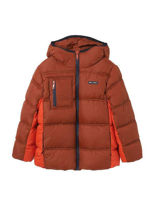 Kinder Steppjacke Kurz mit Kapuze Braun