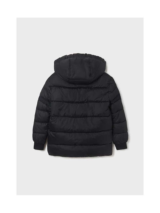 Mayoral Kids Quilted Jacket short Hooded Navy Blue