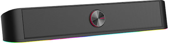 NOD Airglow Soundbar Ηχεία Υπολογιστή 2.0 με RGB Φωτισμό και Ισχύ 6W σε Μαύρο Χρώμα