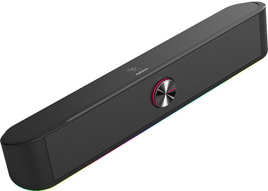 NOD Airglow Soundbar Ηχεία Υπολογιστή 2.0 με RGB Φωτισμό και Ισχύ 6W σε Μαύρο Χρώμα
