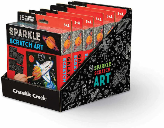 Crocodile Creek Painting Sparkle Scratch Art Space for Children 5+ Years 16 Pieces