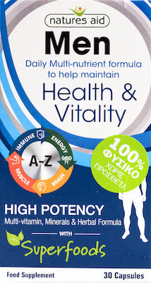 Natures Aid Men's Multi-Vitamins & Minerals Multivitamin for Energy, Immune System Boost & Nervous System 30 caps