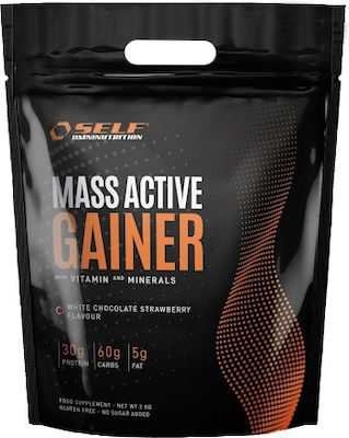 Self Omninutrition Mass Active Gainer Fără gluten cu Aromă de Căpșuni White Choco 2kg