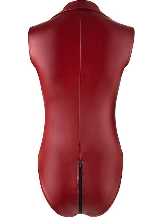 Cottelli Collection Wetlook Body With Open Crotch Sexy Bodysuit Red
