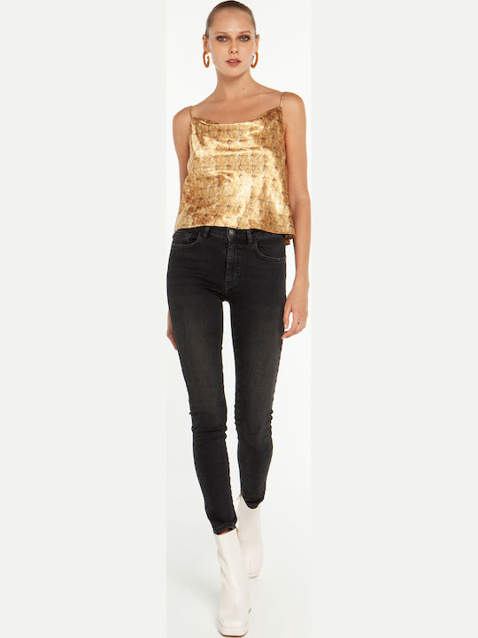 Women's Blouse Satin Drape with Straps Multicolour
