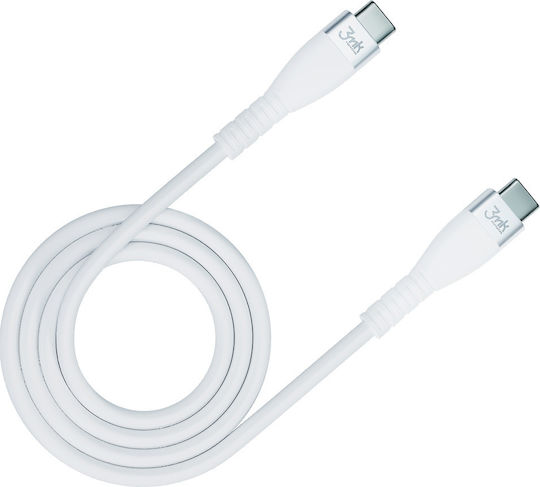 3MK Hyper Silicone USB 2.0 Cable USB-C male - USB-C 60W Λευκό 1m