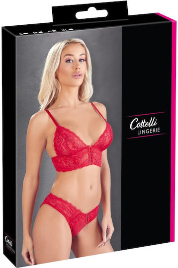 Cottelli Collection Front Fastening Bralette Briefs Sexy Dessous-Set Red 22122693021