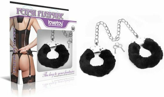 Lovetoy Fetish Pleasure Fluffy Leg Cuffs Handschellen in Schwarz Farbe