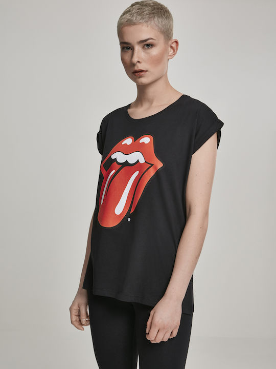 Γυναικείο T-shirt Rolling Stones Tongue σε Μαύρο χρώμα