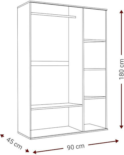 Wilson 3D Τρίφυλλη Ντουλάπα Begge 90x45x180cm