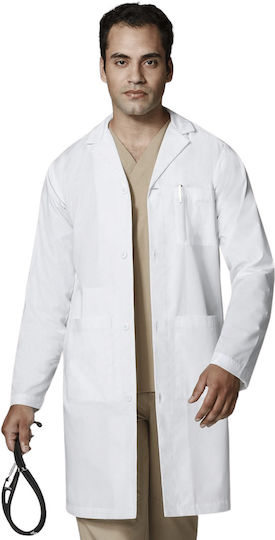 WonderWink Men's White Medical Dressing Gown Cotton and Polyester