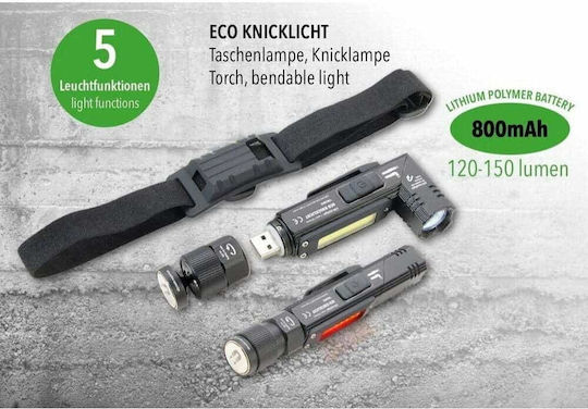 Troika Rechargeable Headlamp LED IPX4 with Maximum Brightness 120lm Eco Knicklicht Black