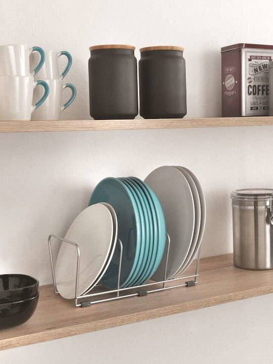 Metaltex Plates Cabinet Dish Rack Metallic in Silver Colour 14x30x16cm