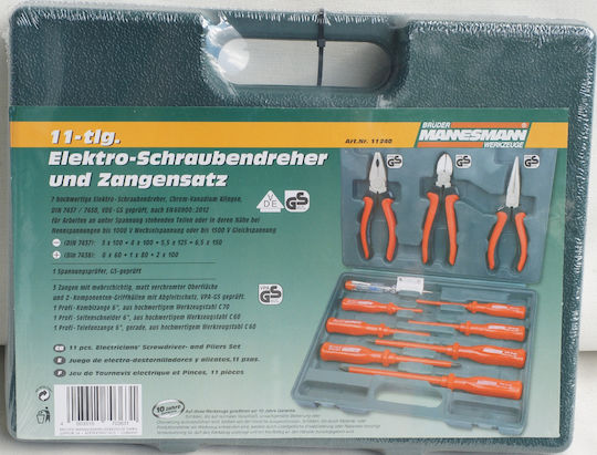 Mannesmann Werkzeugkoffer mit 11 Werkzeugsatz für Elektriker