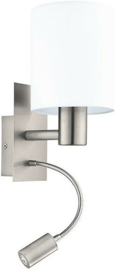 Eglo Pasteri Modern Lamp Wall with Socket E27 and Switch Silver 15x15x38cm