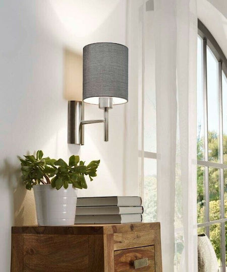 Eglo Pasteri Classic Lamp Wall with Socket E27 and Switch Silver 14.5x30.5cm