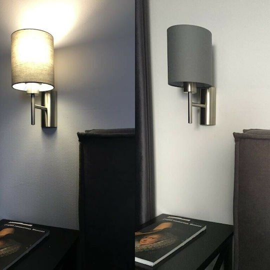 Eglo Pasteri Classic Lamp Wall with Socket E27 and Switch Silver 14.5x30.5cm