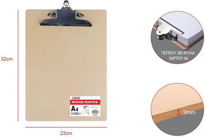 Tpster Clipboard with Clamp Conference for Paper A4 Brown 1pcs