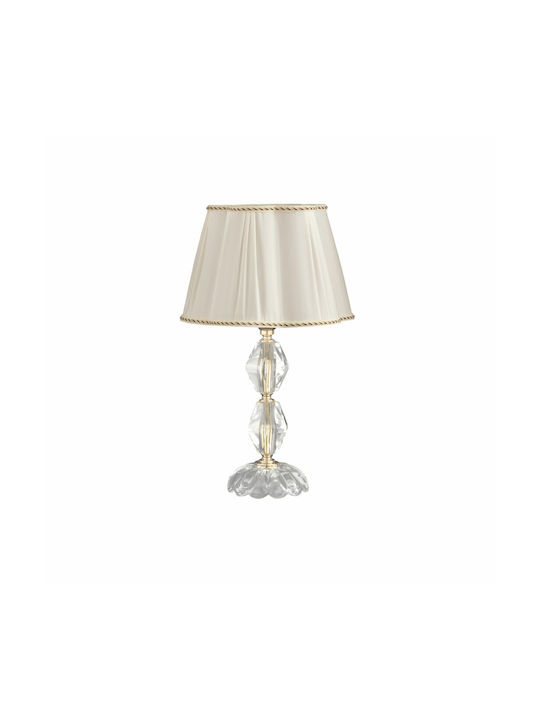 Ondaluce Brigida Crystal Table Lamp for Socket E14 with White Shade and Transparent Base