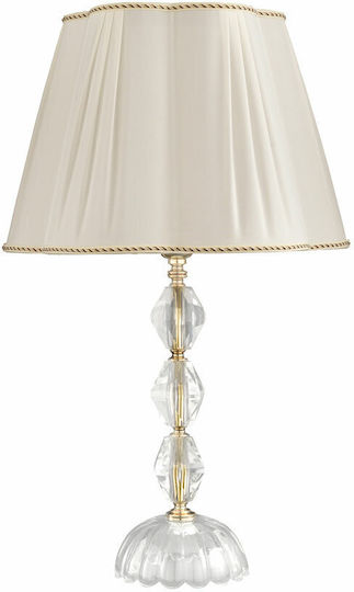 Ondaluce Brigida Crystal Table Lamp for Socket E27 with White Shade and Transparent Base