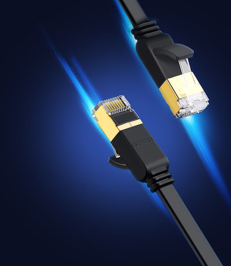 Ugreen Flat U/FTP (STP) Cat.7 (10Gbps) Καλώδιο Δικτύου Ethernet 5m Μαύρο