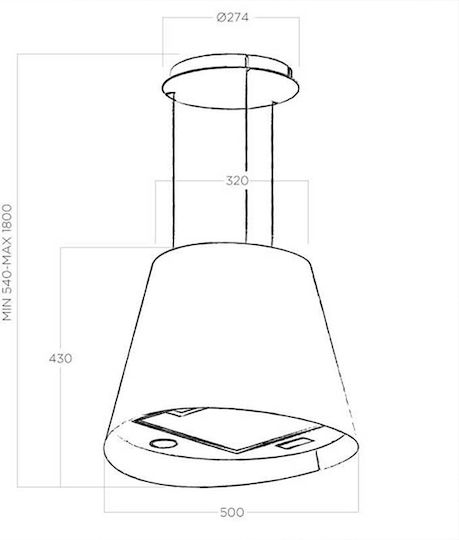 Elica Juno BL/F/50 Απορροφητήρας Νησίδα Ανακύκλωσης 50cm Μαύρος