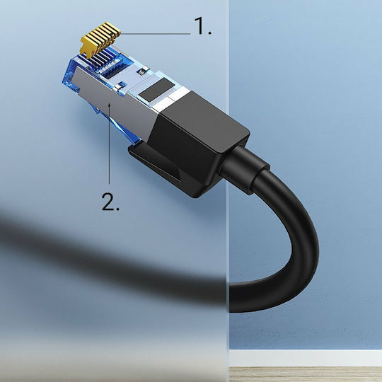 Ugreen S/FTP Cat.8 (40Gbps) Καλώδιο Δικτύου Ethernet 1m Μαύρο