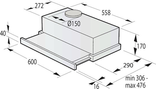 Gorenje TH62E3X Sliding Vent Hood 60cm Inox