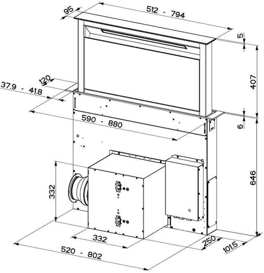 Faber FABULA EVO+BK A90 Απορροφητήρας Πάγκου 90cm Μαύρος