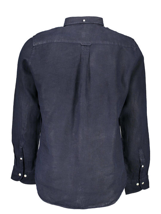 Gant Men's Shirt Long Sleeve Linen Blue