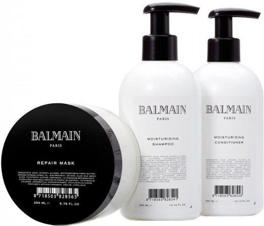 Balmain Paris Moisturizing Hair Care Set for Damaged Hair with Shampoo Mask and Conditioner 3 Pieces