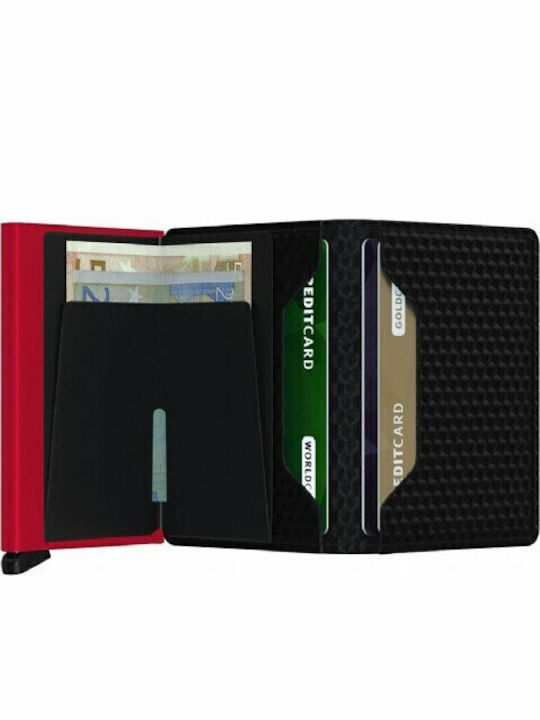 Slimwallet Дървен Мъжки Портфейл За Карти с RFID и Със Слайд Механизъм Черен/Червен