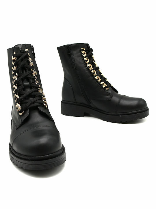 Кожени Дамски ботуши Black/Gold