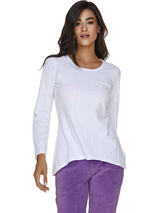 Women's Athletic Blouse Long Sleeve White