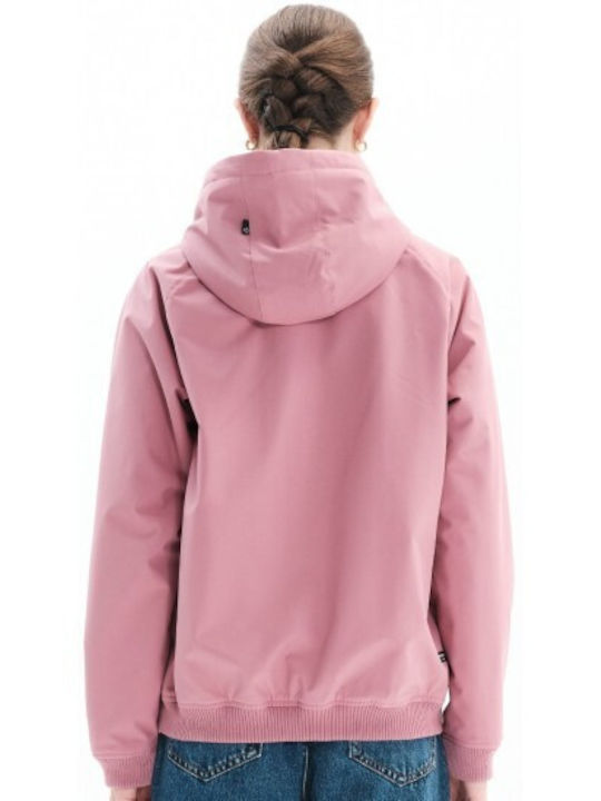 Emerson Women's Short Lifestyle Softshell Jacket Waterproof and Windproof for Winter with Hood Dusty Rose