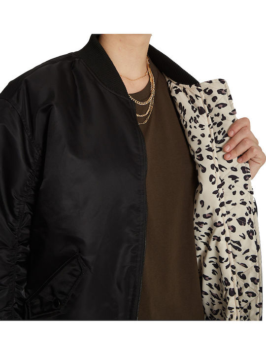 Cheetity Kurz Damen Bomberjacke Wendbar Black/beige