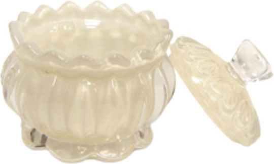 Faitakis Pack Vintage Glass Sweet Jar with Lid Cream 8x8cm