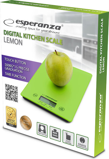 Esperanza Lemon Digital Kitchen Scale up to 5kg Green Yellow