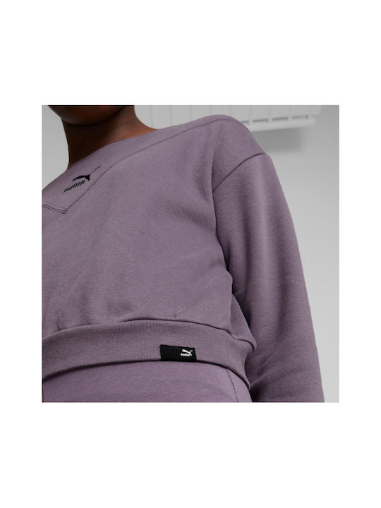 Kids Sweatshirt Cropped with Hood Purple Classics